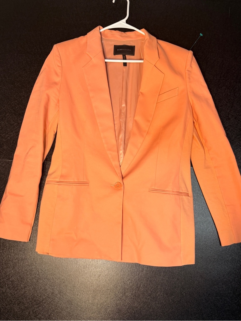 BCBGMAXAZRIA Allegra Blazer Women’s Large Blush Coral One Button Tailored Jacket